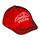 LEGO Red Cap with Short Curved Bill with White &#039;PIZZA&#039; Pattern (18324 / 93219)