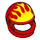 LEGO rot Crash Helm mit Gelb Flames (2446 / 29405)