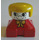 LEGO Red Duplo 2x2 base figure brick - White head with eyelashes and freckles,Yellow hair and bow Duplo Figure