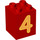 LEGO Red Duplo Brick 2 x 2 x 2 with Orange &#039;4&#039; (31110 / 88263)