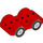 LEGO Red Duplo Wheelbase 2 x 6 with White Rims and Black Wheels (35026)