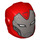 LEGO Red Helmet with Smooth Front with Silver Faceplate and White Eyes (28631 / 69159)