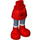 LEGO Red Hip with Basic Curved Skirt with Sand Blue Legs and Red Shoes with Thick Hinge (92820)