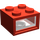 LEGO Red Light Brick 2 x 2, 12V with 2 plug holes (Smooth Transparent Lens)