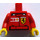 LEGO Red Minifig Torso with Ferrari Shield Sticker on Front and Vodaphone and Shell logos Sticker on Back with Red Arms and Yellow Hands (973)