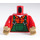 LEGO Red Minifig Torso with Green Overalls, Red Shirt with Bright Light Orange Check (973)