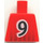 LEGO Rojo Minifigura Torso sin brazos con Number 9 en Frontal y Parte trasera (973)