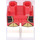 LEGO Red Minifigure Legs with super Warrior (white feet, with Black/Gold) Decoration (3815)