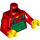 LEGO Rød Minifigur Overkropp med Grønn Kjeledress Bib over Plaid Skjorte (973 / 76382)