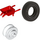 LEGO rot Minifigure Wheelbarrow mit Weiß Rad und Schwarz Reifen