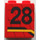 LEGO Red Panel 1 x 2 x 2 with &quot;28&quot; Right Sticker without Side Supports, Solid Studs (4864)