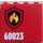 LEGO Red Panel 1 x 4 x 3 with fire logo and &quot;60023&quot; (left) Sticker with Side Supports, Hollow Studs (60581)