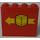 LEGO Rojo Panel 1 x 4 x 3 con Amarillo Caja y Flecha (Izquierda) Pegatina sin soportes laterales, espigas sólidas (4215)