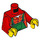LEGO Red Plaid Shirt with Green Stitched Overalls Bib Torso (973 / 76382)