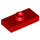 LEGO rouge assiette 1 x 2 avec 1 Stud (avec rainure et support de goujon inférieur) (15573)