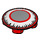 LEGO rot Platte 2 x 2 Runden mit Gerundet Unterseite mit Silber Kreis mit Weiß Feder surround (2654 / 67527)