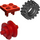 LEGO Red Plate 2 x 2 with Wheel Holder with Red Wheel and Black Tire Offset Tread