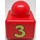 LEGO rot Primo Backstein 1 x 1 mit 3 coloured balls und n° 3 auf Gegenüberliegende Seiten