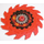 LEGO Red Saw Blade with 14 Teeth with Silver Gear, Flames Sticker (61403)