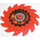 LEGO Rood Saw Lemmet met 14 Tanden met Zilver Tandwiel, Flames Sticker (61403)