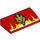 LEGO Red Slope 2 x 4 Curved with Gold Lion Head, Flames without Bottom Tubes (24804 / 61068)