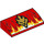 LEGO rouge Pente 2 x 4 Incurvé avec Gold Lion Diriger, Flames sans tubes internes (24804 / 61068)