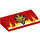 LEGO Red Slope 2 x 4 Curved with Gold Lion Head, Flames without Bottom Tubes (24804 / 61068)