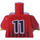 LEGO Red Sports Torso with Soccer Shirt with Black 11 Logo on Front and Back with Red Arms and Yellow Hands (973)