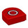 LEGO Rood Tegel 1 x 1 Halve Oval met Cirkel Zwart en Wit (24246 / 102029)