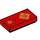 LEGO Red Tile 1 x 2 with Gold Chinese Symbol with Groove (3069 / 50476)
