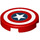 LEGO Red Tile 2 x 2 Round with Captain America Logo with Bottom Stud Holder (14769 / 29622)