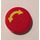 LEGO Red Tile 2 x 2 Round with Yellow Curved Arrow Double on Red Background Sticker with &quot;X&quot; Bottom (4150)