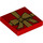 LEGO Rød Flise 2 x 2 med Golden Sløjfe, Gift Wrapping med rille (3068 / 14573)