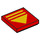 LEGO rouge Tuile 2 x 2 avec Jaune Lines et Triangle avec rainure (3068 / 67788)