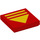 LEGO rot Fliese 2 x 2 mit Gelb Lines und Triangle mit Nut (3068 / 67788)