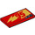 LEGO Red Tile 2 x 4 with Rusteze 95 Lightning Bolt (Left) (33711 / 87079)