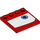 LEGO Red Tile 4 x 4 with Studs on Edge with Blue Eye on White Background (Left) (6179 / 96193)