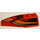 LEGO Red Wedge 2 x 6 Double Left with White/Orange Curves and Black Fade (41748)