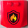 LEGO Red Wedge 4 x 4 Curved with Fire Logo Sticker (45677)