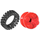 LEGO Red Wheel Rim 10 x 17.4 with 4 Studs and Technic Peghole with Narrow Tire 24 x 7 with Ridges Inside