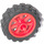 LEGO Red Wheel Rim Ø14.6 x 6 with Spokes and Stub Axles with Tire Ø 20.9 X 5.8  Offset Tread