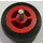 LEGO Red Wheel Rim 8 x 18 with 4 Studs and Cylindrical Axle with Tyre Small Smooth