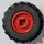 LEGO Red Wheel Rim Wide Ø11 x 12 with Notched Hole with Tire 21mm D. x 12mm - Offset Tread Small Wide with Slightly Bevelled Edge and no Band