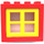 LEGO Red Window 2 x 4 x 3 with Yellow Panes