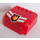 LEGO Red Windscreen 5 x 6 x 2 Curved with Fire Logo with Two White Stripes Sticker (61484)