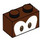 LEGO Reddish Brown Brick 1 x 2 with brown eyes with Bottom Tube (3004 / 103790)