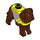 LEGO Reddish Brown Dog with Vibrant Yellow Vest with Silver