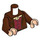 LEGO Roodachtig bruin Frodo Baggins met Groen Cape en Vleeskleur Feet Minifiguur Torso (973 / 76382)