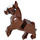 LEGO Reddish Brown Horse with Moveable Legs and Black Bridle and White Face Front (10509)