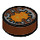 LEGO Reddish Brown Tile 1 x 1 Round with Orange and White Gatekeeper Droid Electronic Eye (1670 / 35380)